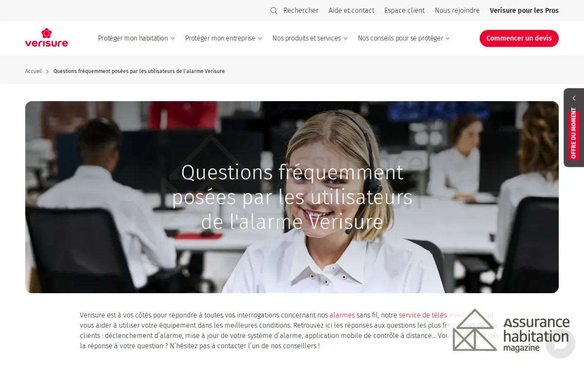 Capture : FAQ Systèmes d'alarme avec télésurveillance | Verisure